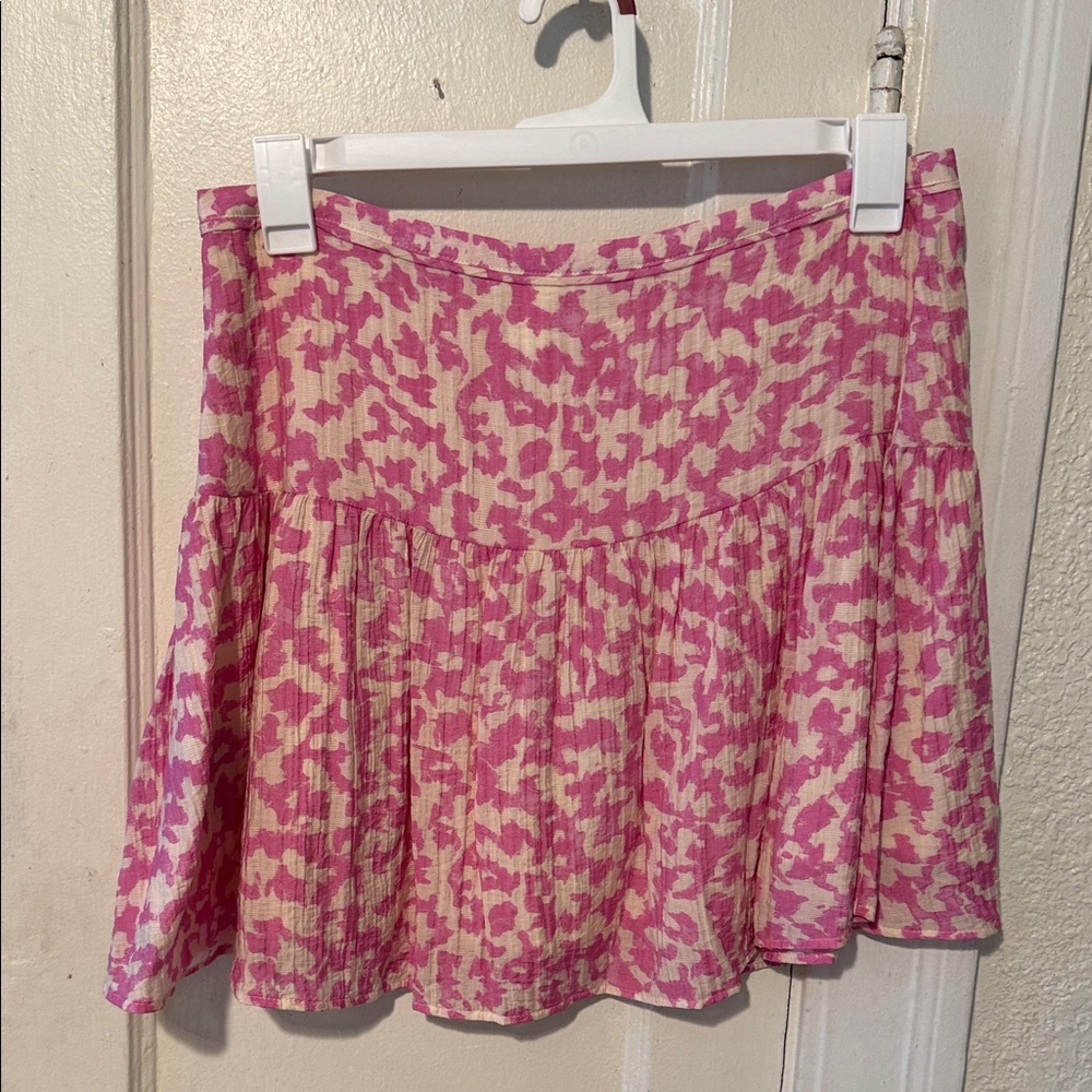 H&M Pink and Cream Mini Skirt